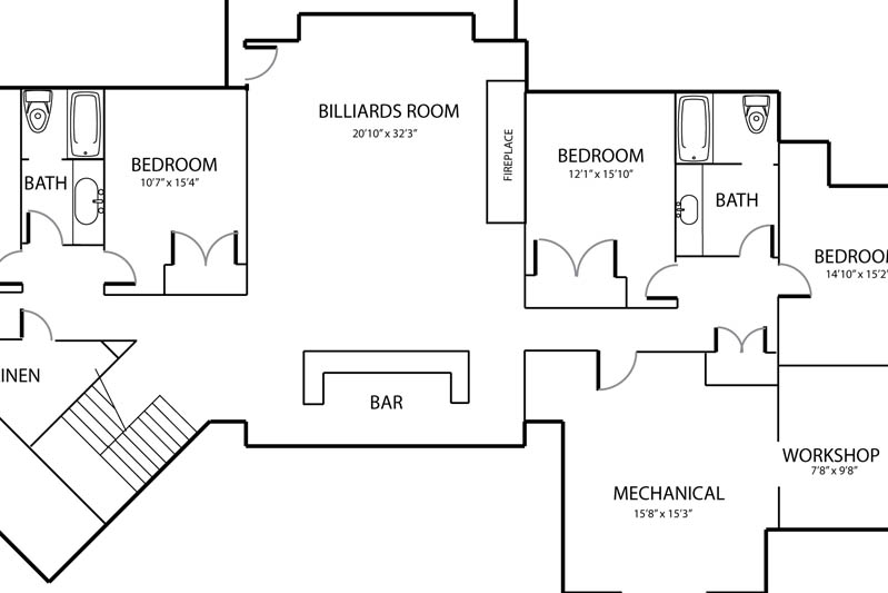 Schematic style floor plans for real estate marketing