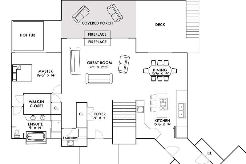 Two dimensional floor plans to show layout and furniture