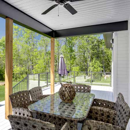 Beautiful patio arrangement on a sunny summer day.