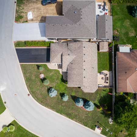 aerial view looking straight down upon a house
