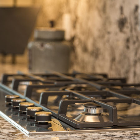 Focus on the details of a gas stove