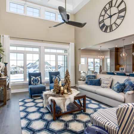 Expansive interior view in Cobble Beach model home photography