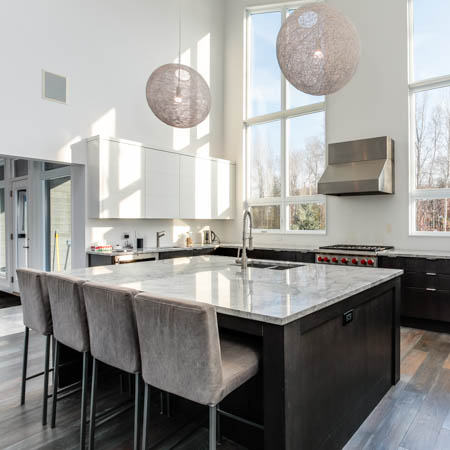 Bright kitchen interior in the Blue Mountains of Ontario photograph for custom home builder