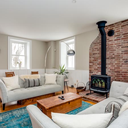 Photography for a local airbnb living room in a beautiful old farm house