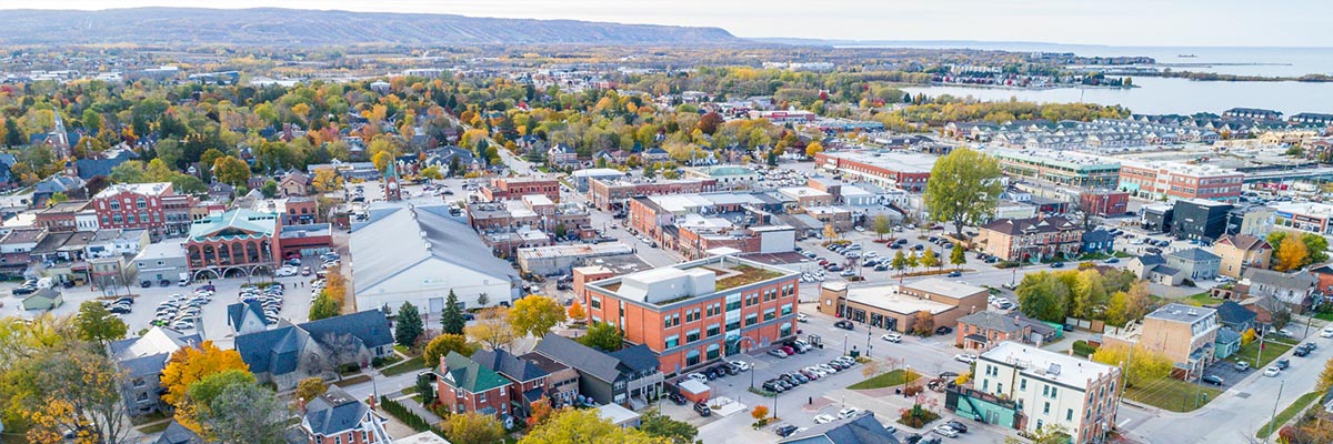 low aerial view on a property with a view over rural countryside
