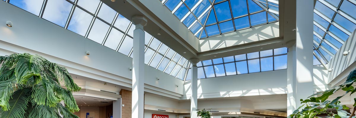 commercial real estate photography showing an atrium in a shopping mall location