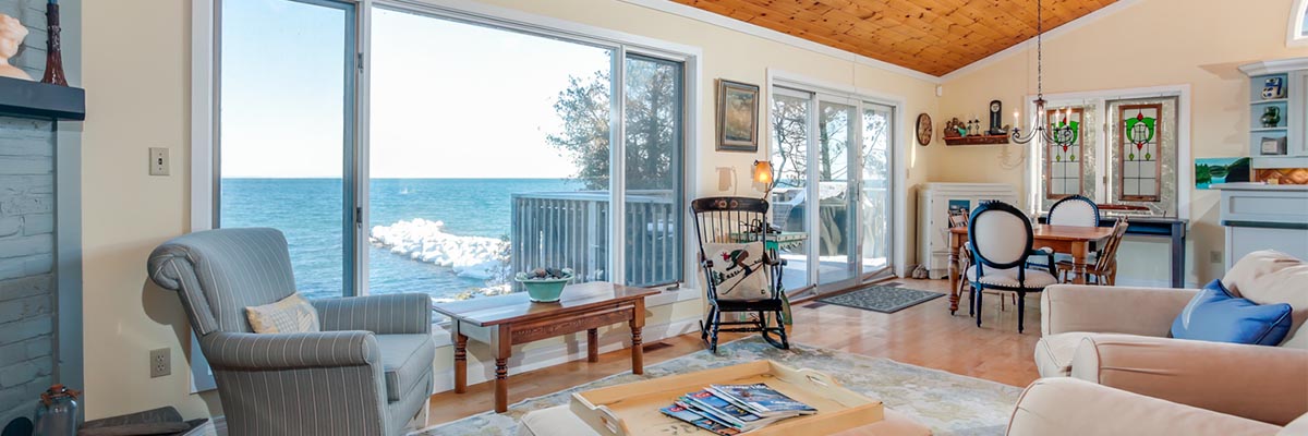 Real estate interior photography in Thornbury showing the bay from living room window